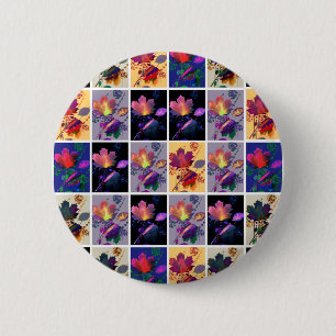 Badge Rond 5 Cm Autumn Leaves Rustic Patchwork