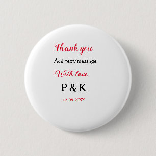 Badge Rond 5 Cm Avec amour ajoutez lettre nom de couple merci ajou