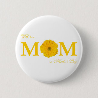 Badge Rond 5 Cm Avec Amour Maman en Fête des Mères Gerbera Daisy F