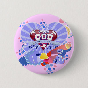 Badge Rond 5 Cm Avec Dieu les cœurs