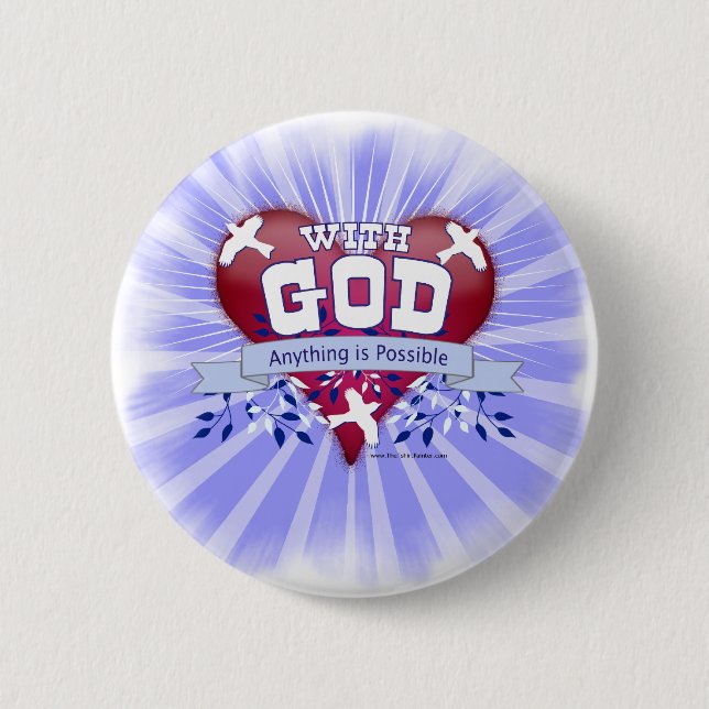 Badge Rond 5 Cm Avec Dieu tout est possible (Devant)