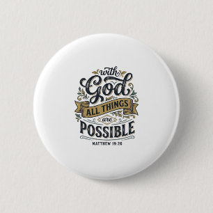 Badge Rond 5 Cm Avec Dieu Toutes Choses Sont Possibles Vintage Chr