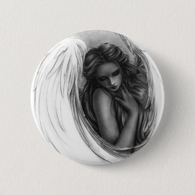 Badge Rond 5 Cm Avec vous maintenant bouton d'ange (Devant)