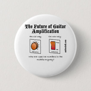 Badge Rond 5 Cm Avenir d'amplification de guitare sur le blanc