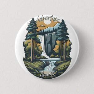 Badge Rond 5 Cm Aventure Await - Nature