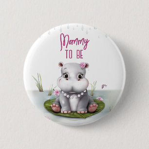 Badge Rond 5 Cm Aventure de fille de rivière d'hippopotame Maman à