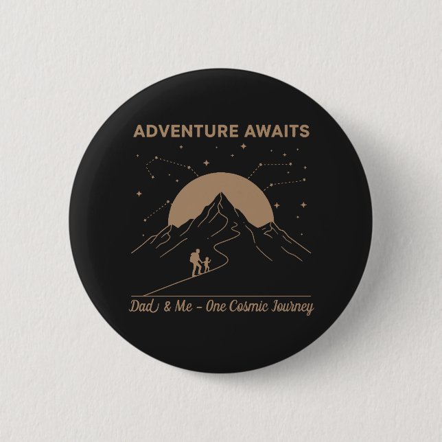 Badge Rond 5 Cm Aventure de Papa Cosmique et Moi (Devant)