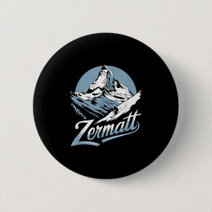 Badge Rond 5 Cm Aventure de ski d'hiver, Fun ski de montagne de Ze