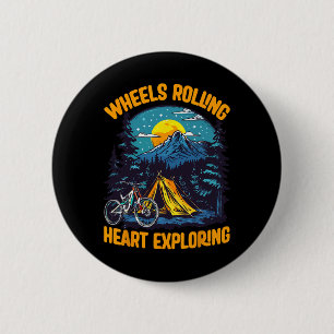 Badge Rond 5 Cm Aventure de vélo tout terrain Camping Roues en mou