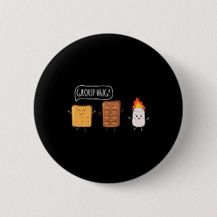 Badge Rond 5 Cm Aventure drôle de camping au feu de camp
