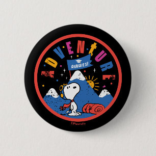 Badge Rond 5 Cm Aventure Snoopy attend design de montagne de fin d