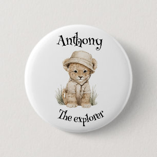 Badge Rond 5 Cm Aventures Safari Bébés Animaux à l'aquarelle Mig