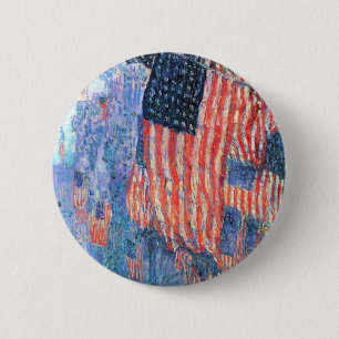 Badge Rond 5 Cm Avenue dans la pluie par Frederick Childe Hassam