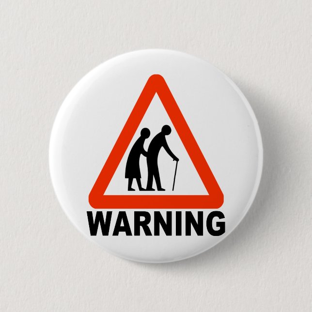Badge Rond 5 Cm Avertissement - croisement plus âgé (Devant)