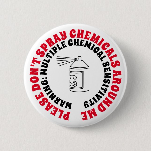 Badge Rond 5 Cm Avertissement de trouble de sensibilité chimique m (Devant)