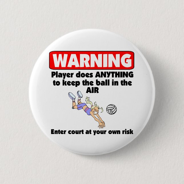 Badge Rond 5 Cm Avertissement de VolleyChick (Devant)