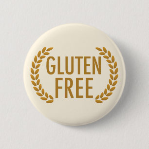 Badge Rond 5 Cm Avertissement libre d'allergie alimentaire de