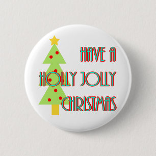 Badge Rond 5 Cm avez un Noël joyeux et en fête mid century modern
