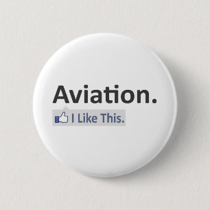 Badge Rond 5 Cm Aviation... J'Aime Ça