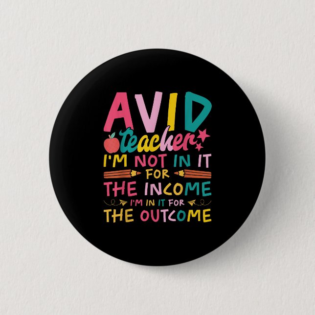 Badge Rond 5 Cm Avid Teacher Supplies Funny Back To School For Men (Devant)