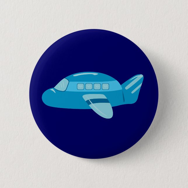 Badge Rond 5 Cm Avion bleu (Devant)
