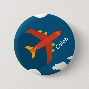 Badge Rond 5 Cm Avion dans le Blue Sky Boy Pilote Personnalisé