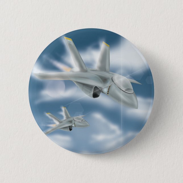 Badge Rond 5 Cm Avion de chasse à réaction (Devant)