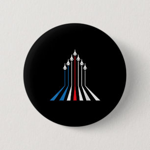 Badge Rond 5 Cm Avion de chasse Avion Usa Drapeau 4 juillet Patrio