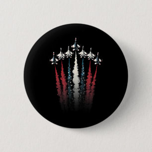 Badge Rond 5 Cm Avion de chasse Drapeau américain 4 juillet Pat