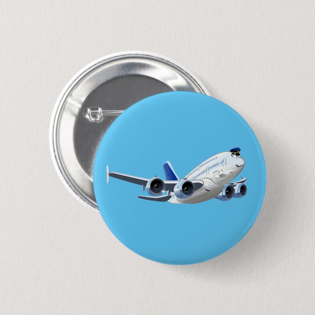 Badge Rond 5 Cm Avion de dessin (Devant & derrière)