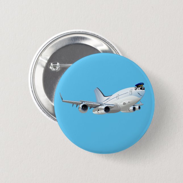 Badge Rond 5 Cm Avion de dessin (Devant & derrière)