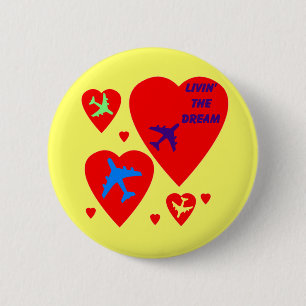 Badge Rond 5 Cm Avion de Valentine de coeur de sucrerie