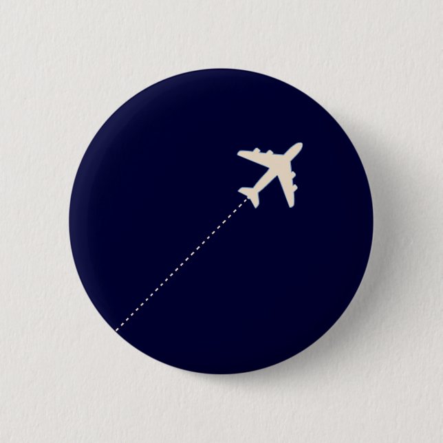 Badge Rond 5 Cm avion de voyage avec ligne pointillée (Devant)
