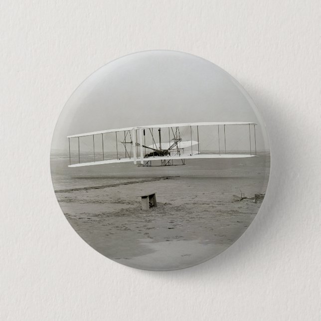 Badge Rond 5 Cm Avion des Frères Wright Premier Vol en Avion Aviat (Devant)