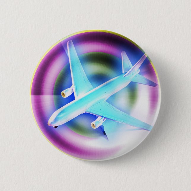 Badge Rond 5 Cm Avion psychédélique (Devant)