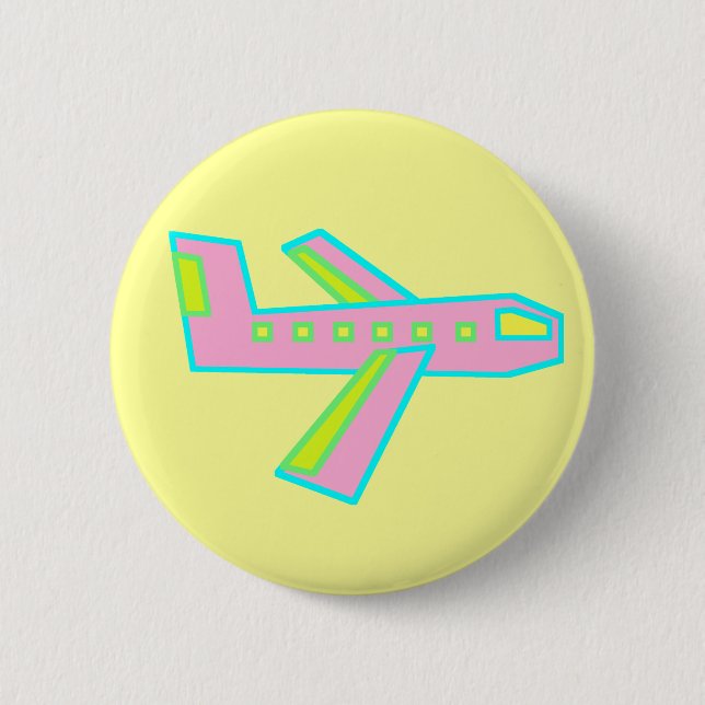 Badge Rond 5 Cm Avion rose de Zooper (Devant)