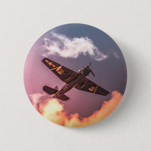 Badge Rond 5 Cm Avion vintage magnifique ciel