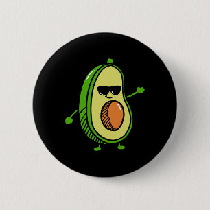 Badge Rond 5 Cm Avocado Dancing Cute - Graphiques Guacamole Avocad