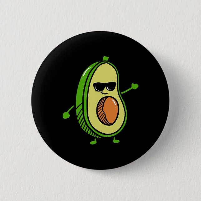 Badge Rond 5 Cm Avocado Dancing Cute - Graphiques Guacamole Avocad (Devant)