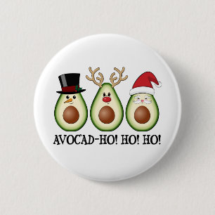 Badge Rond 5 Cm Avocado de Noël Frosty, Rudolph et Père Noël