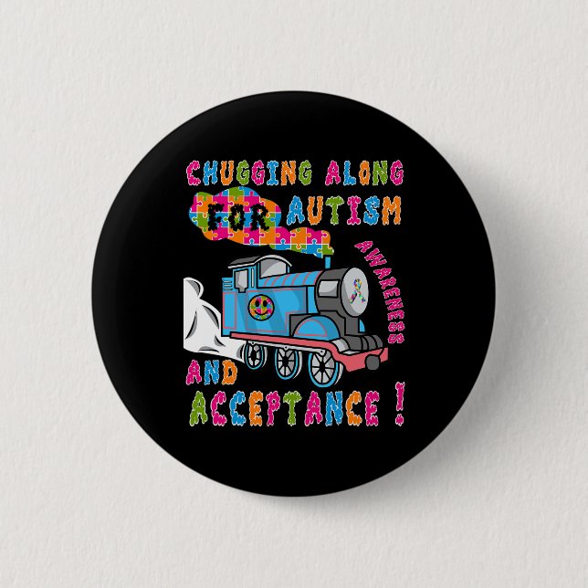 Badge Rond 5 Cm Avocat Acceptation Train Puzzle Cool Autisme Aware (Devant)