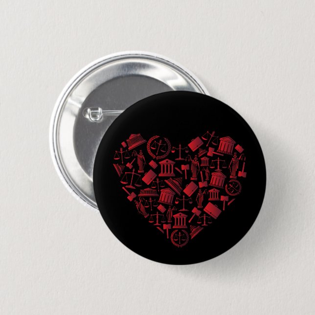 Badge Rond 5 Cm Avocat Red Heart - Love Law Grunge Art (Devant & derrière)