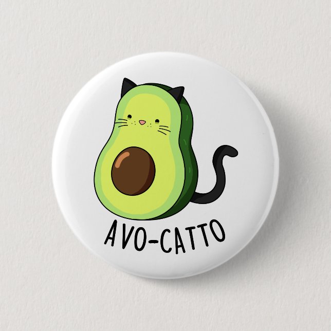 Badge Rond 5 Cm Avocatto Cute Avocado Cat Pun (Devant)