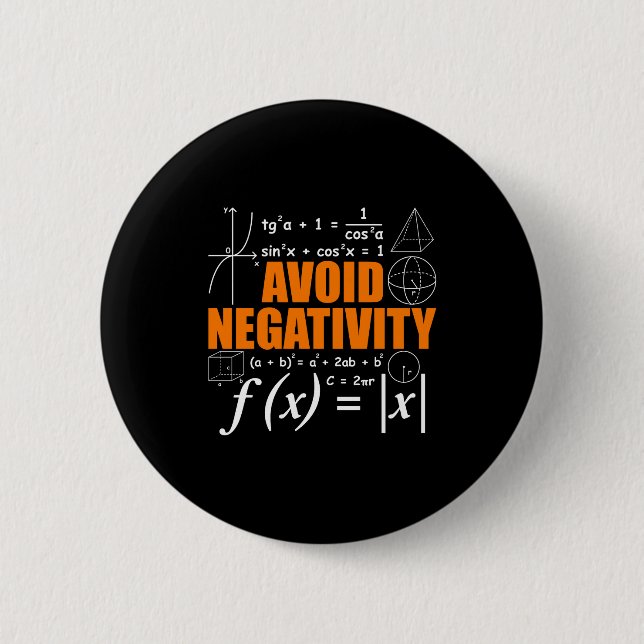 Badge Rond 5 Cm Avoid Negativity Funny Math Mathematician Teacher  (Devant)