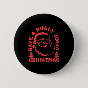 Badge Rond 5 Cm Avoir un Noël tout vert avec le Père Noël joyeux e