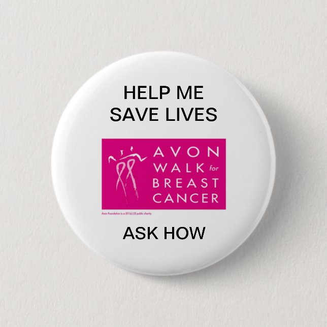Badge Rond 5 Cm Avon-promenade-contre-sein-cancer (Devant)