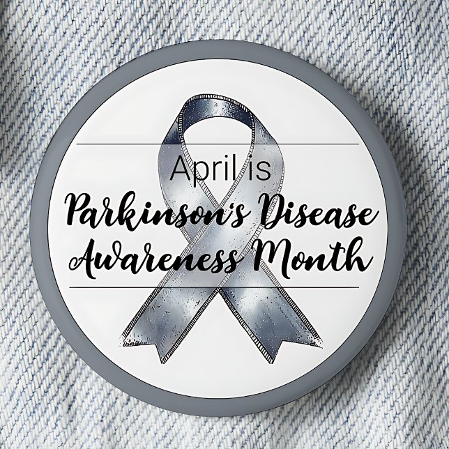 Badge Rond 5 Cm Avril Mois de sensibilisation à la maladie de Park (April is Parkinson's Disease Awareness Month pinback button.)