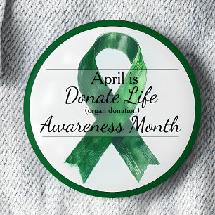 Badge Rond 5 Cm Avril Mois de sensibilisation au don d'organes Don