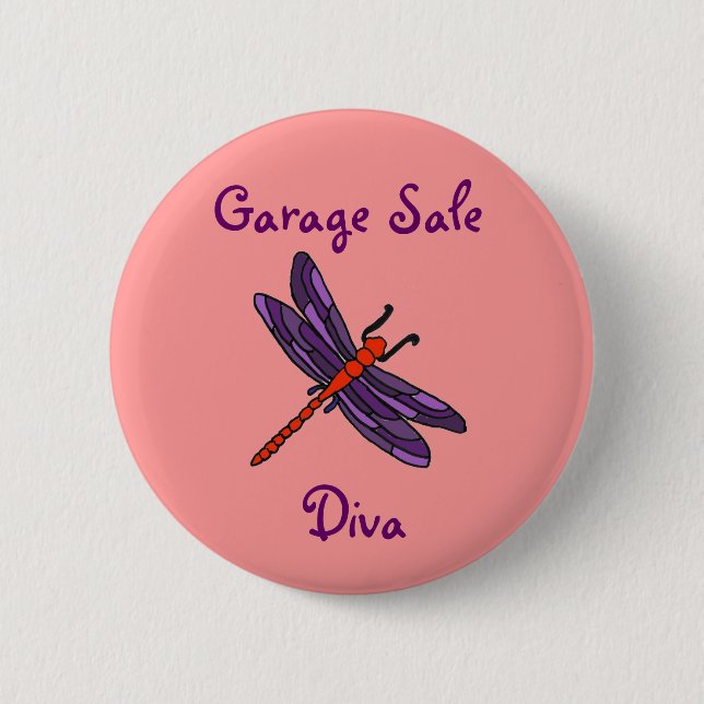Badge Rond 5 Cm AW bouton de libellule de diva de brocante à (Devant)