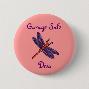 Badge Rond 5 Cm AW bouton de libellule de diva de brocante à